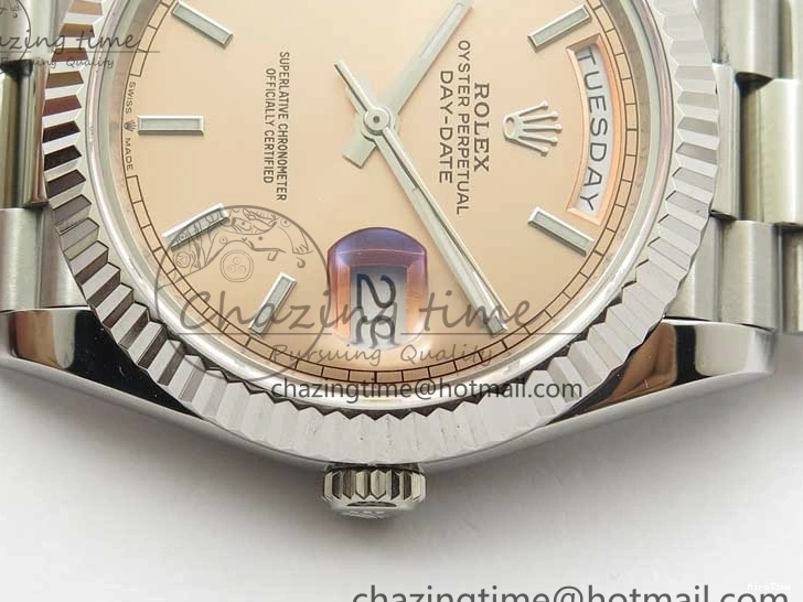 MiroTime 0307 Neat Day-Date 40mm 228239 BP New Dial Version 904 SS RG Stick Markers Dial on SS President Bracelet A 2819